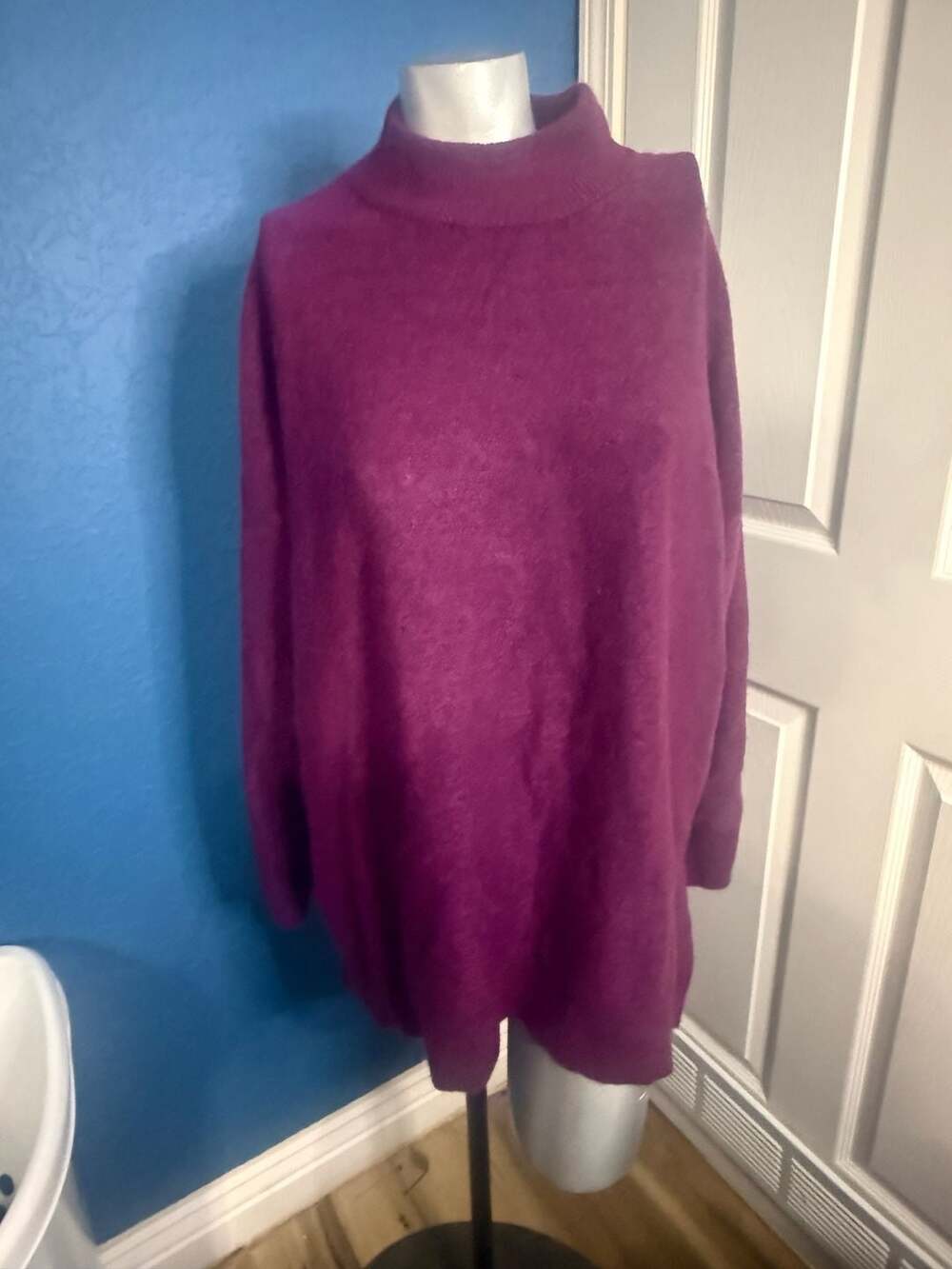 ellos Purple Mock Neck Oversized Knit Sweater Size 18/20 L